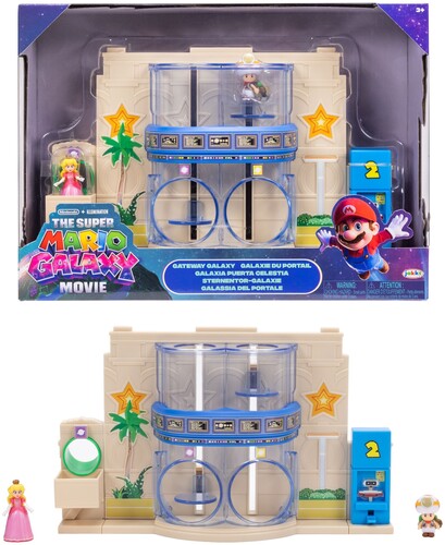 Super Mario Galaxy Movie - Gateway Galaxy Diorama Set with 1.5"" Princess Peach & Exclusive Captain Toad Figures