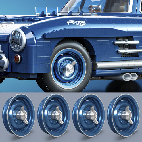 Mattel Brick Shop - Hot Wheels Premium Series Mercedes-Benz 300Sl, Includes 1 Collectible Diecast Car, 1600 Piece Collectible Building Toy Set