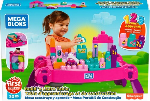 Mega bloks build n deals learn table pink