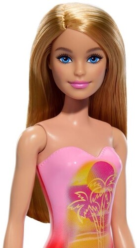 Barbie Beach Doll with Pink Graphic One-Piece Swimsuit