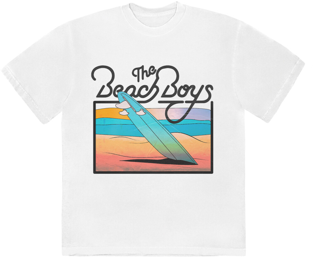 Beach Boys Sunset Surfboard White Ss Tee L - Beach Boys Sunset Surfboard White Ss Tee L (Lg)