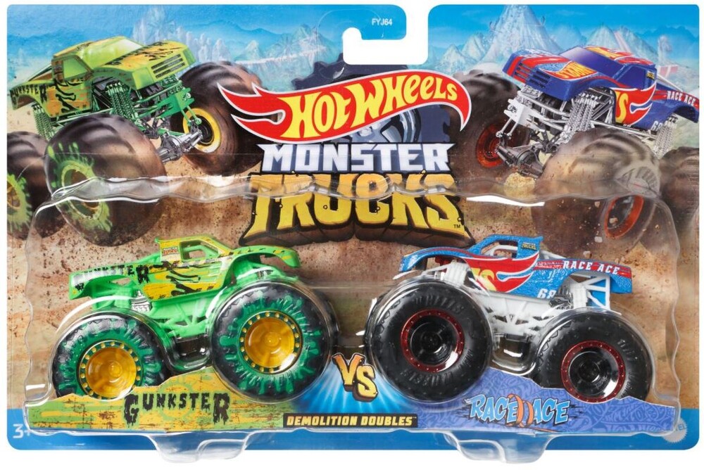 Hot Wheels Monster Trucks - Hw Monster Trucks 1:64 Gunkster Vs Race Ace (Tcar)