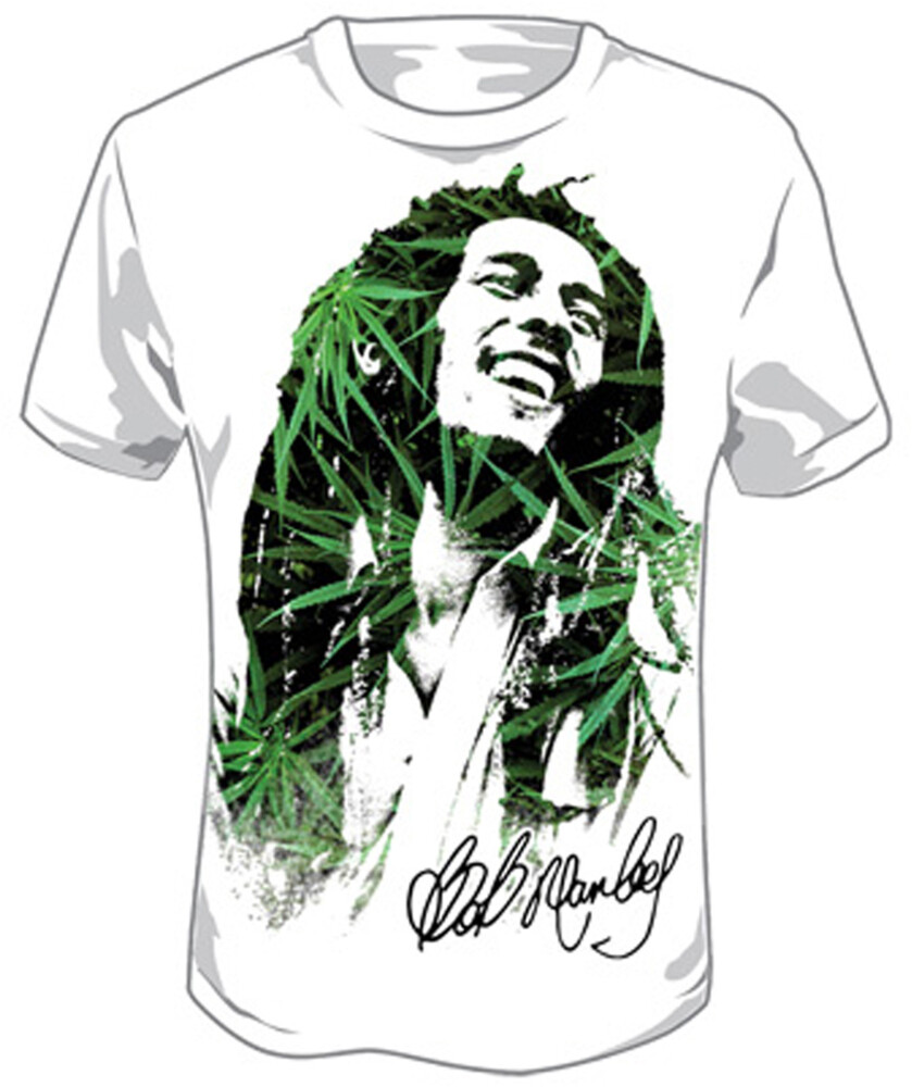 Bob Marley Dread Leaves White Unisex Ss Tee Xl - Bob Marley Dread Leaves White Unisex Ss Tee Xl