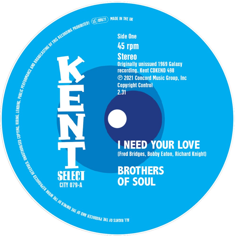 Brothers Of Soul - I Need Your Love / Can't Nobody (Uk)