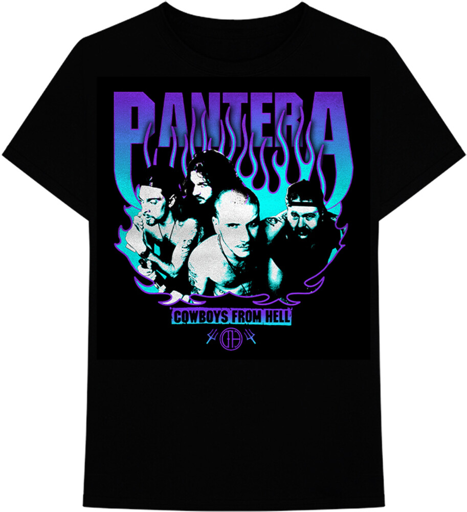 Pantera Purple Flames Cowboys From Hell Ss Tee S - Pantera Purple Flames Cowboys From Hell Ss Tee S
