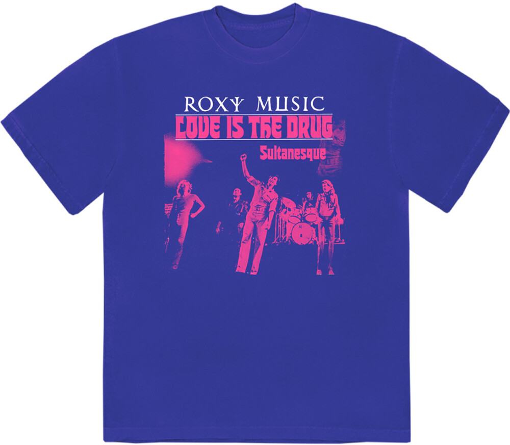 Roxy Music Love Is the Drug Blue Ss Tee S - Roxy Music Love Is The Drug Blue Ss Tee S (Blue)