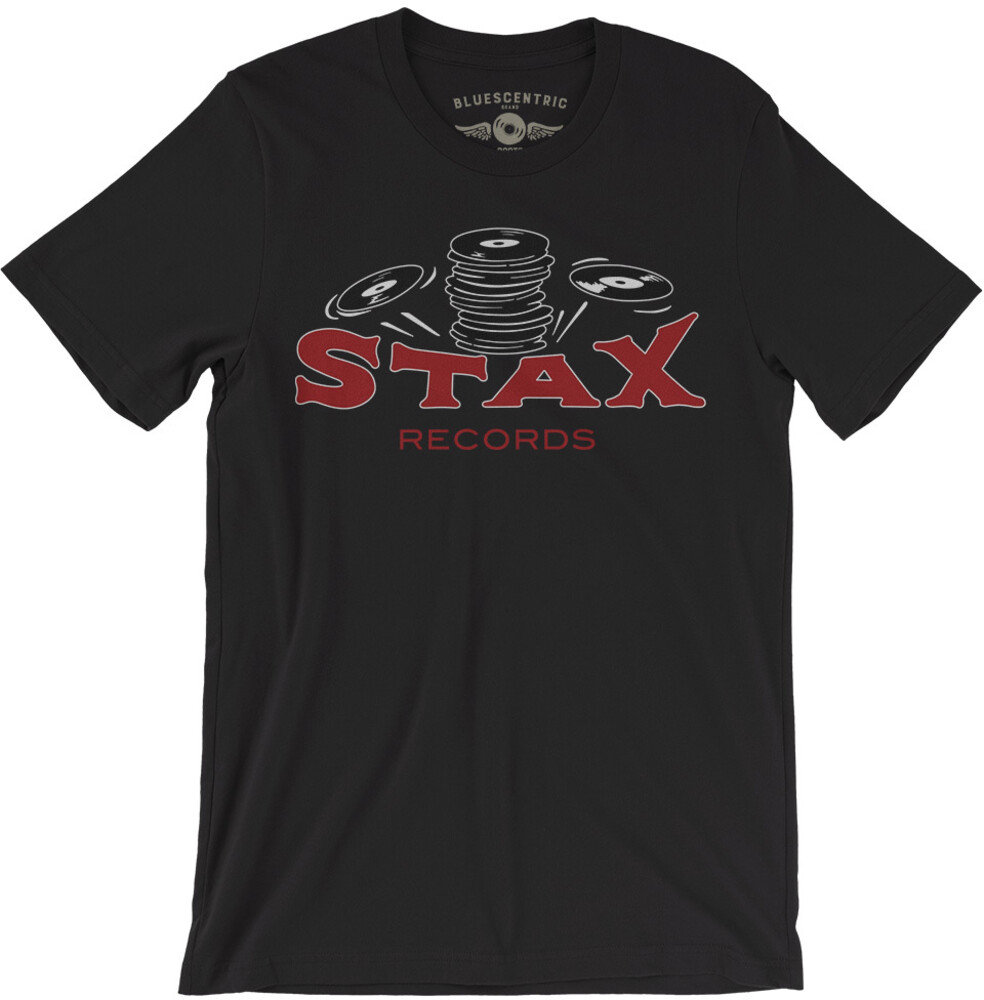 Stax Records Stack of Wax Logo Lightweight Tee L - Stax Records Stack Of Wax Logo Black Lightweight Vintage Style T-Shirt (Large)