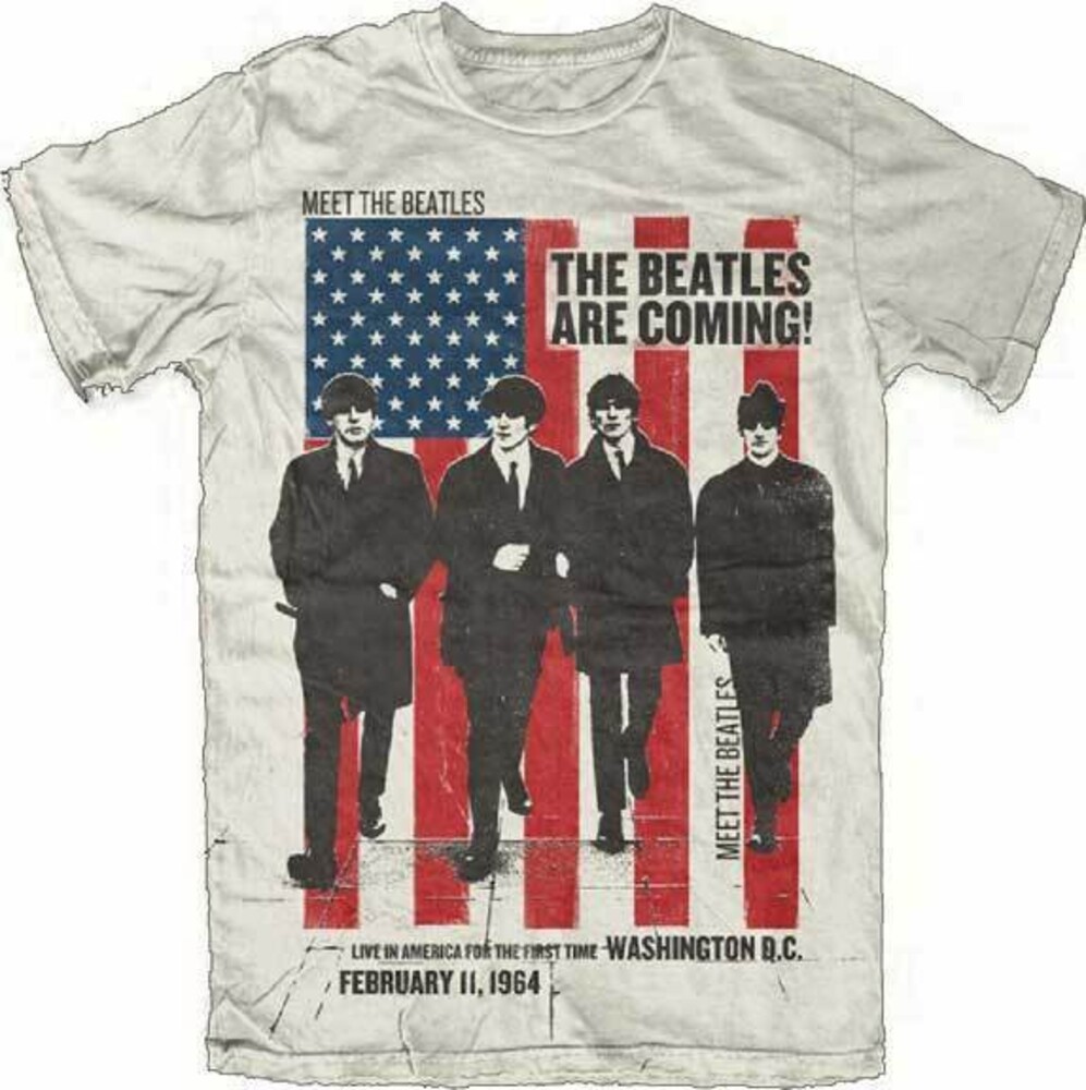 The Beatles - The Beatles Are Coming Live In America For The First Time Washington DC February 11, 1964 Sand Unisex Short Sleeve T-Shirt Large