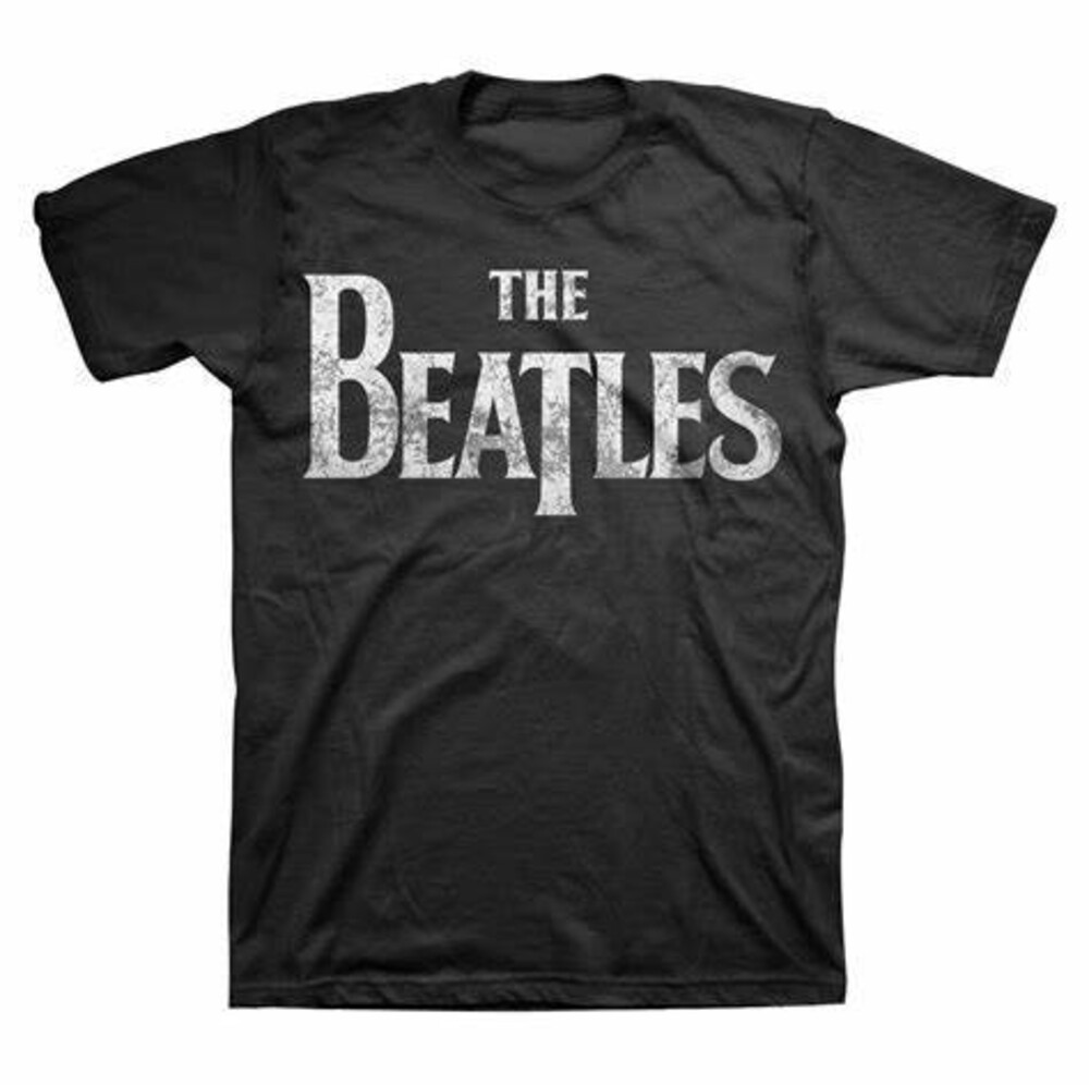 The Beatles - The Beatles Distressed Drop T Logo Black Unisex Short Sleeve T-Shirt Large