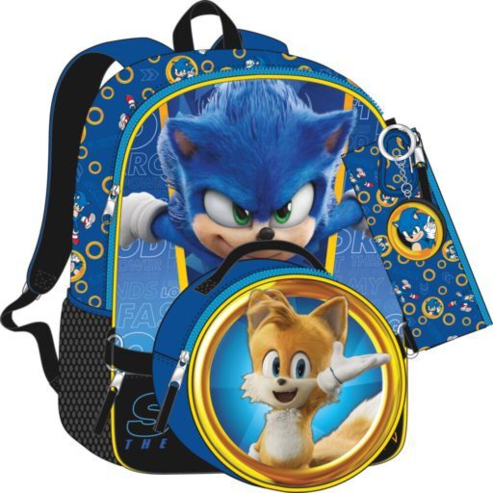 Sonic the Hedgehog 2 Logo 5 PC Backpack Set - Sonic The Hedgehog 2 Logo 5 Pc Backpack Set (Back)