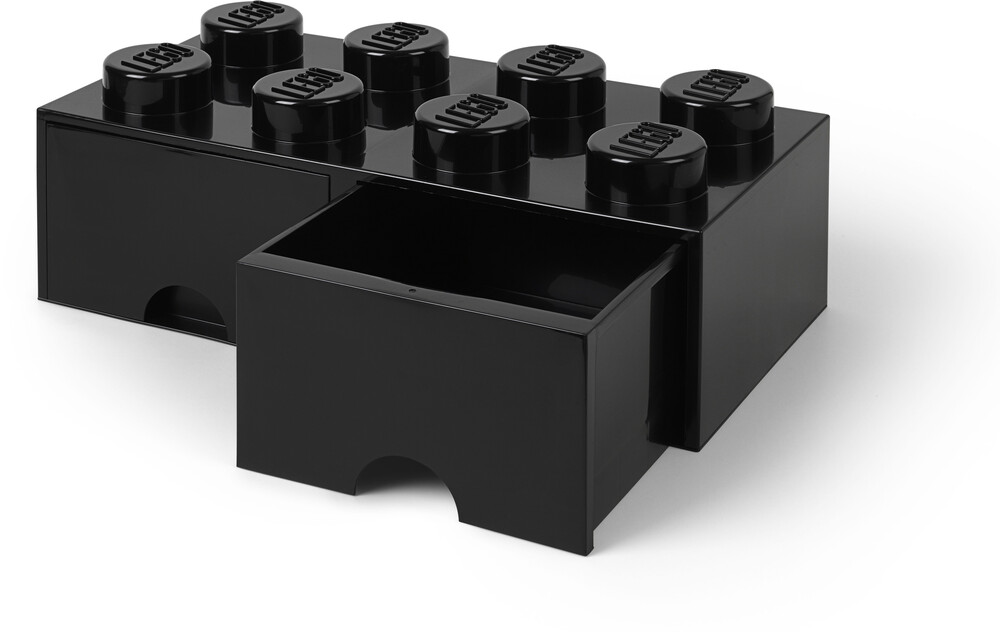 Room Copenhagen - LEGO Brick 2 Drawers Stackable Storage with 8 Knobs, in Black
