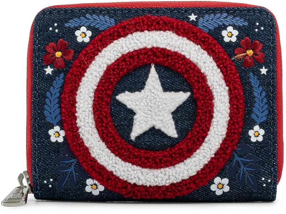 Loungefly Marvel: - Captain America 80th Anniversary Floral Sheild Zip