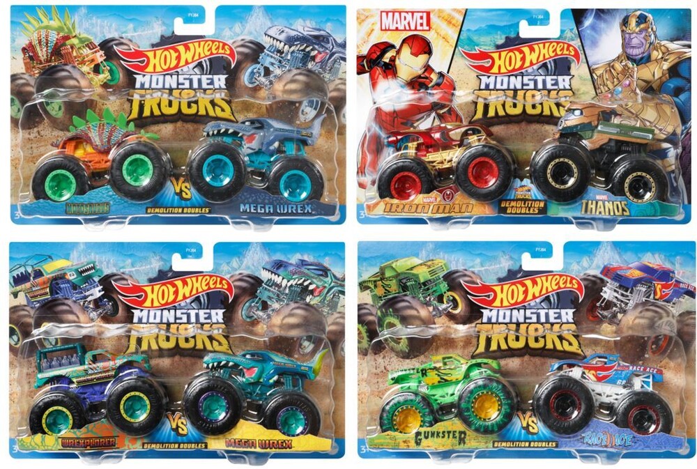 Hot Wheels Monster Trucks - 1:64 Demo Doubles 2 Pack Asrt (W/Toy) (Tcar)