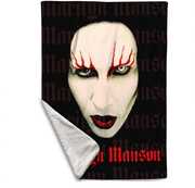 Rocksax - Marilyn Manson - Red Lips - Sherpa Fleece Throw (50 in x 60 in)