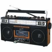 SuperSonic SC-3201TBTWOD Bluetooth Retro 4 Band Radio Cassette USB Wood 