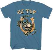 ZZ Top - Snake Skull T-Shirt - Large Blue 24ZZT005A3