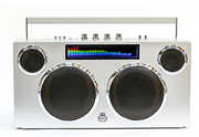 GPO Retro GPOMANSL Manhattan Boombox Stereo Bluetooth Speaker - Silver 