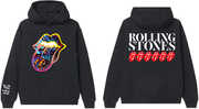 The Rolling Stones Cyberdellic Tongue Line Up Black Unisex Hoodie Medium