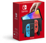 Nintendo Switch (OLED model) with Neon Red & Neon Blue Joy-Con