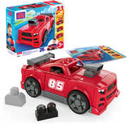 MEGA BLOKS Build & Go Race Car Block Toy With Rolling Wheels (26 Pieces) For Kids 