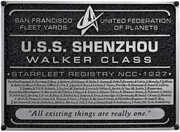 Star Trek: Discovery - Resin Dedication Plaque - U.S.S. Shenzhou 