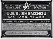 Star Trek: Discovery - Resin Dedication Plaque - U.S.S. Shenzhou