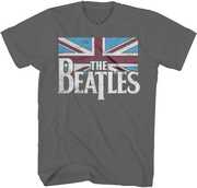 Beatles - Distressed Union Jack Flag T-Shirt - Large Charcoal 2061110405