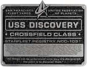 Star Trek: Discovery - Resin Dedication Plaque - U.S.S. Discovery 