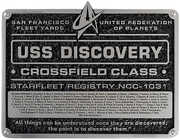 Star Trek: Discovery - Resin Dedication Plaque - U.S.S. Discovery