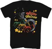 Willie Nelson - Multi Color Horse T-Shirt -  Large Black ZRWN1182A3 