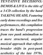 Tentative Decisions: Demos & Live , The Talking Heads