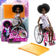Barbie Fashionista & Wheelchair with Wheelchair & Ramp, Curly Brown Hair, Romper