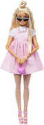 Barbie Deluxe Style with Blond Hair in Top Knot, Pink Pastel Dress with Oversized Bow and Accessories