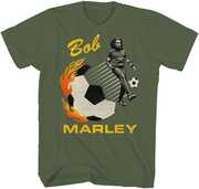 Bob Marley - Soccer Photo T-Shirt - Small Military Green ZRBM0657A1