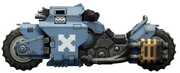 JOYTOY - Warhammer 40K - Space Wolves: Raider-Pattern Combat Bike with Twin-Linked Bolt Rifles 1/ 18 Vehicle 