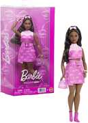 Barbie Deluxe Style Fashion Doll #10 in Pink Denim Top & Skirt Set With Bow Print, Black Hair