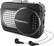 Studebaker SB3675BS WALKABOUT II Personal Cassette Player AM/ FM Radio Speaker (Black/ Silver) 