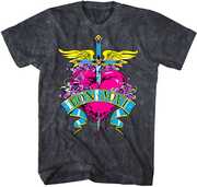 Bon Jovi - Heart Vintage Print T-Shirt - Medium Black Mineral Wash 10531029A2 