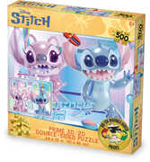 Disney Stitch and Angel 500pc 24x18 in 3D/ 2D Double-Sided Puzzle 