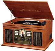 Victrola VTA-200B-MAH ITVS200B 6 in 1 Music Center Bluetooth CD 3Speed Turntable AM FM Mahogany 