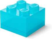 LEGO Stackable Storage Brick with 4 Knobs, Light Blue with a Glitter Top Lid 