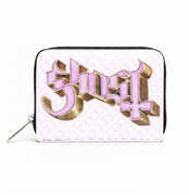 Rocksax - Ghost - Pink Logo - Bi-Fold Zipped Wallet/ Purse (White & Pink)