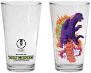 Toon Tumblers - Godzilla 1973 - Godzilla V Megalon Tom Whalen Art Pint Glass