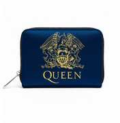 Rocksax - Queen - Gold Crest Logo - Bi-Fold Zipped Wallet/ Purse (Navy Blue)