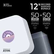 Big Fudge BFSB12x50US 12-inch Vinyl LP Record Sleeves Bundle 50 Clear Outer Sleeves + 50 Inner Sleeves White 