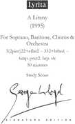 Lloyd: A Litany for soprano, baritone, chorus & orchestra Study Score