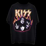 KISS Airbrushed Flames Logo Black Unisex Short Sleeve T-shirt Large 