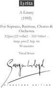 Lloyd: A Litany for soprano, baritone, chorus & orchestra Vocal Score