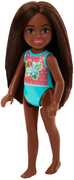 Barbie Chelsea Small Doll with Swimsuit, Floral Print, Brown Hair