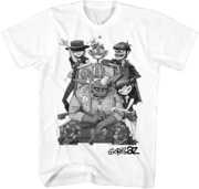 Gorillaz - George Spray Black & White Group Art - T-shirt - Small - White